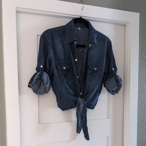 Denim Tie-Front Shirt